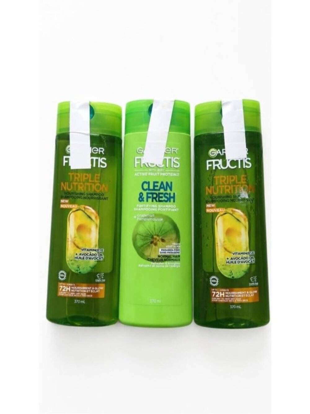 Garnier Fructis Shampoo Lot of 3 Triple Nutrition Clean & Fresh 370mL Sealed